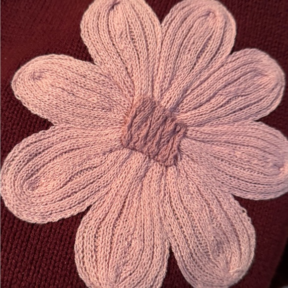 Moon & Madison Burgundy Cardigan with Pink Floral Accents - Picture 4 of 7